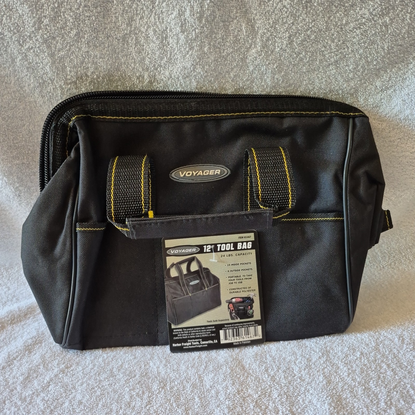 Voyager 12″ Tool Bag 24 lb Capacity 15 Pockets Black w/ Tags New
