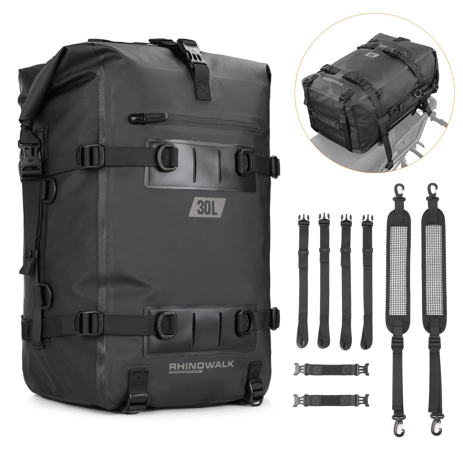 Rhinowalk Motorcycle Tail Bag, Travel Luggage Bags, Waterproof Rear Carrier, …