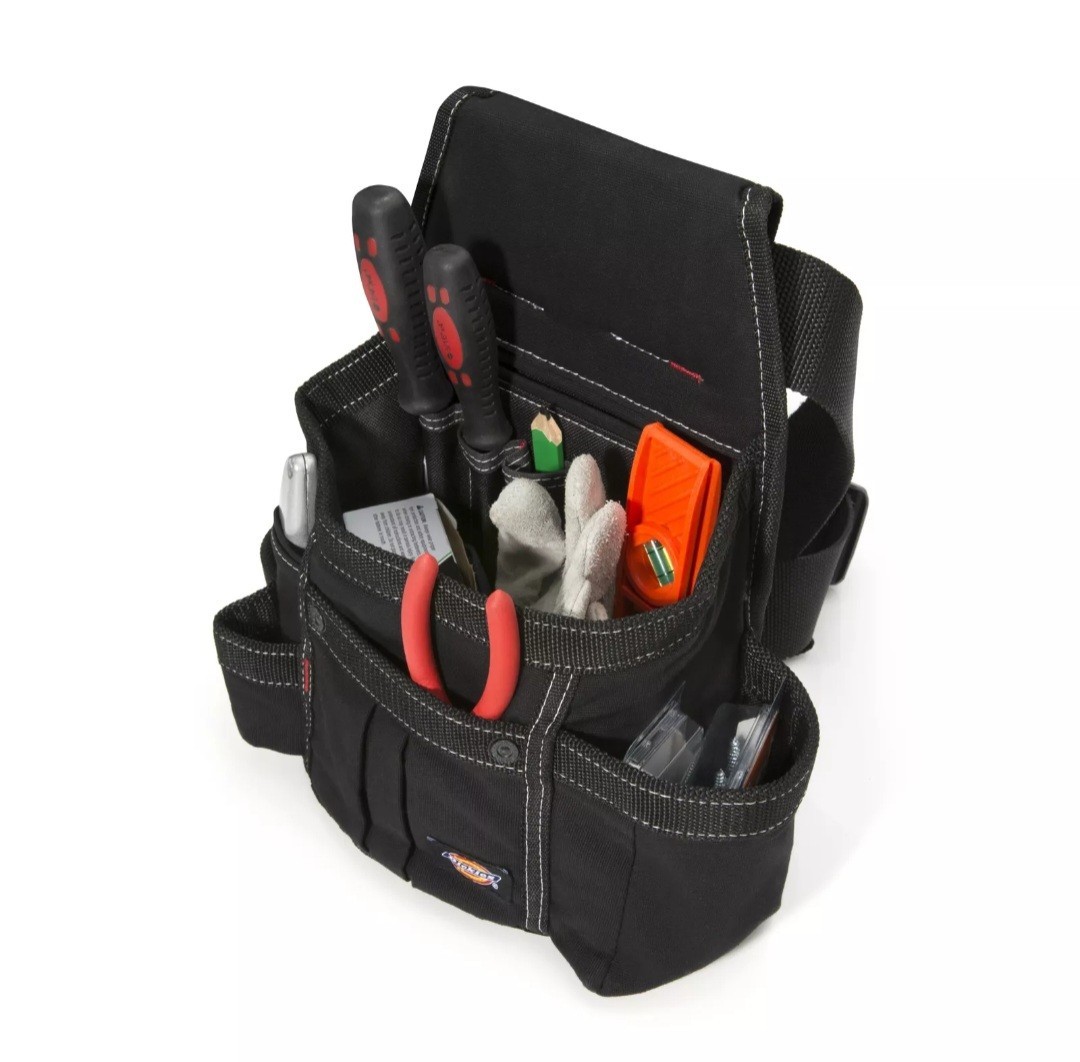 DICKIES Tool Belt Pouch 8 Pocket Webbing Reinforced Black 57054 *FREE SHIPPING*