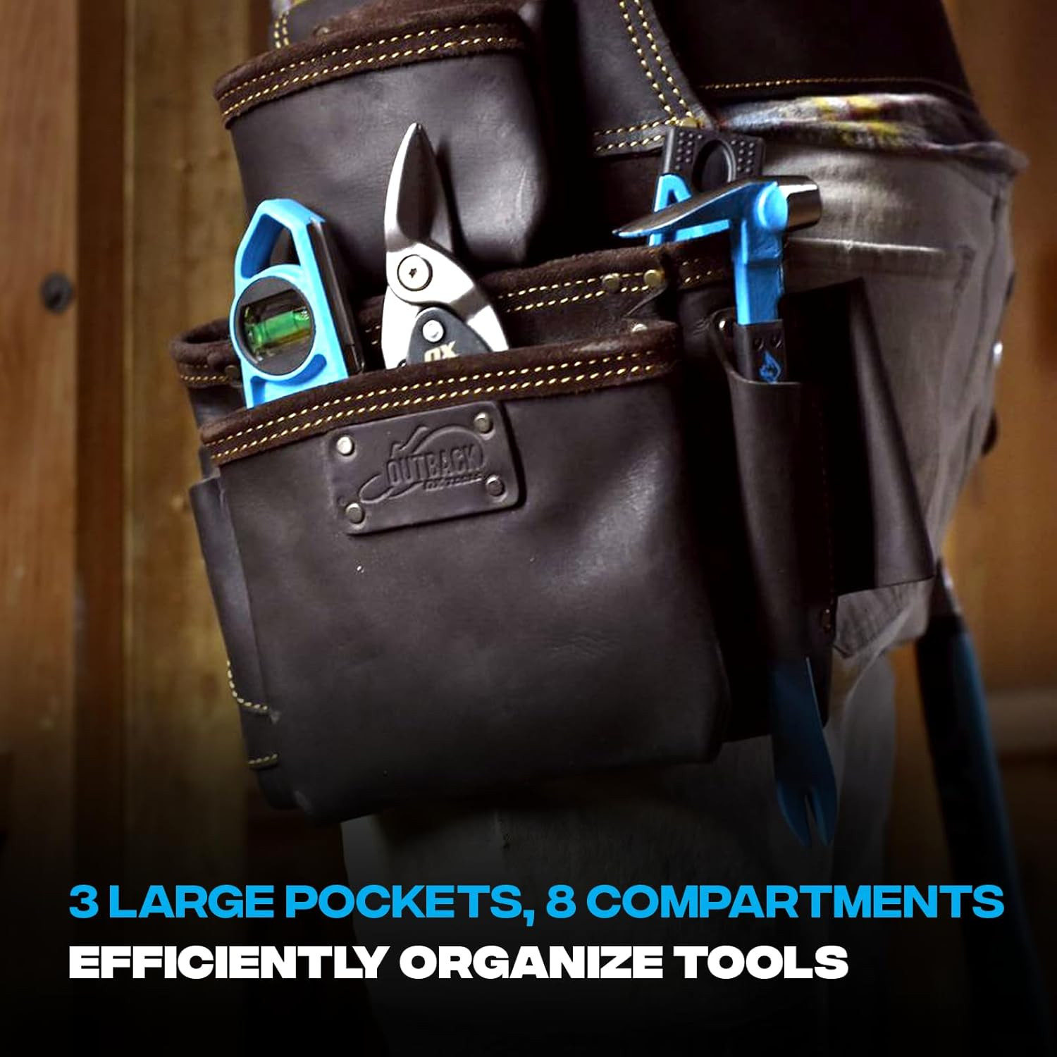 Pro Full Grain Leather Tool Pouches – Made with Double Stitching and Rivet Reinf