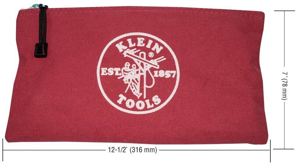 NEW Klein Tools Canvas Zipper Bag 4-pack 12-1/2″ x 7″ Red Gray Brown Black
