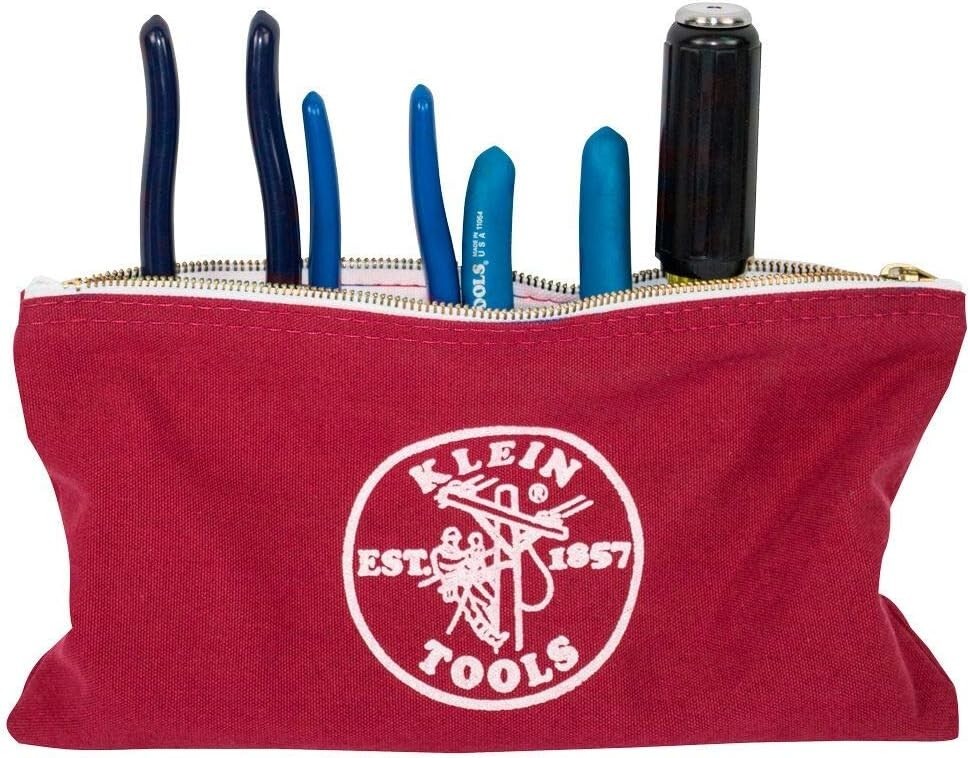 Klein Tools 5141 Zipper Tool Bag Set: 4 Assorted Colors, Water-Resistant Design