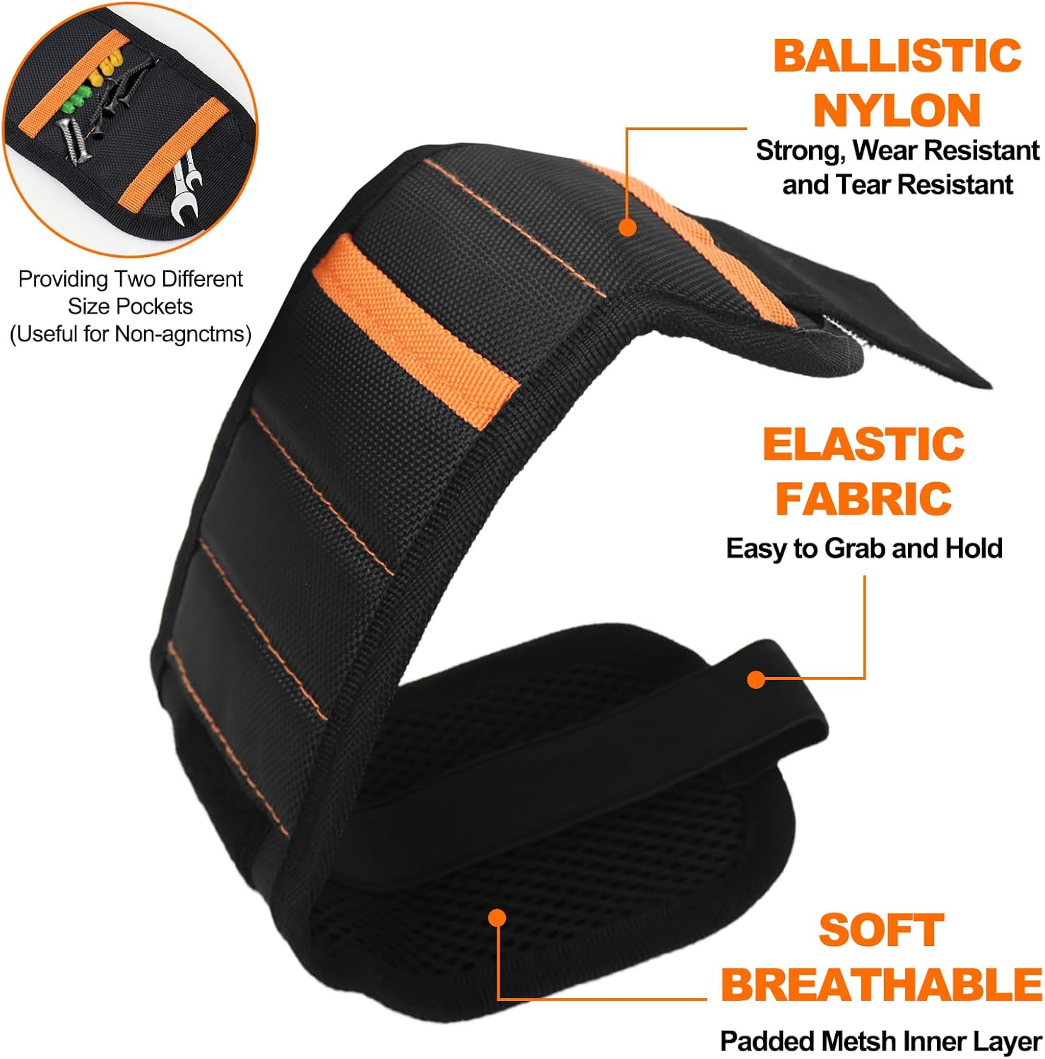 Magnetic Wristband for Tools 2‑Pack, 20‑Magnet Heavy‑Duty Holder for Screws & Na
