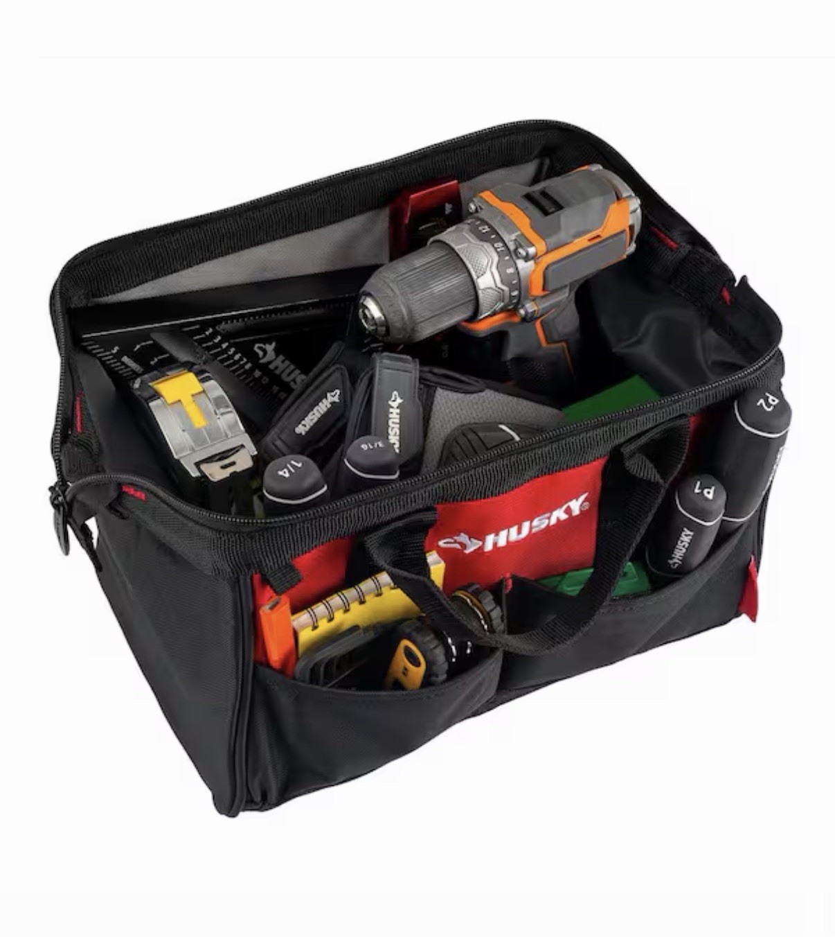 Husky Tool Bag Set Black/Red 3-Piece 18 in., 15 in. and 12 in. Tool Bag Combo
