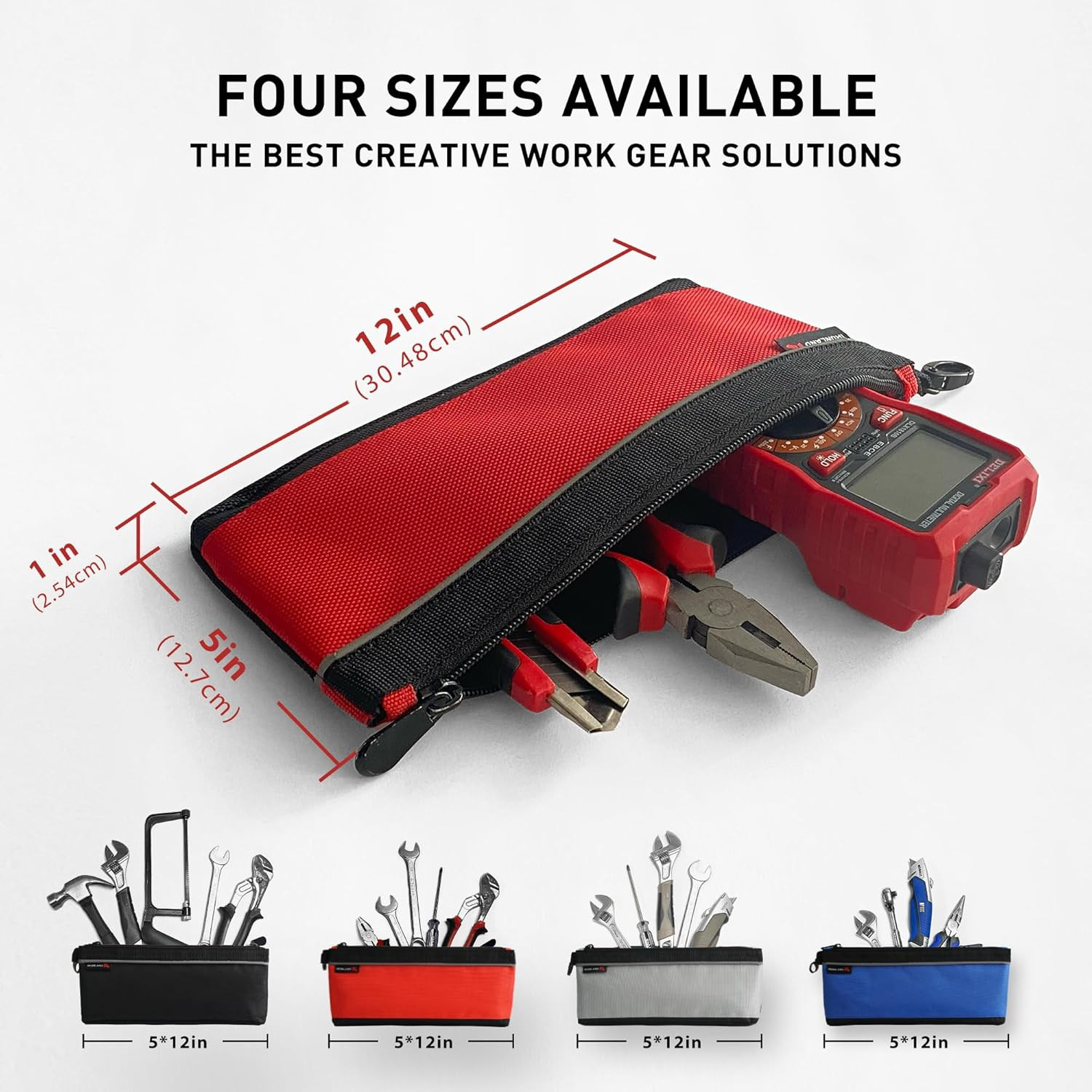 IRONLAND 4 Pack 12.5″ Small Zipper Tool Pouches – Waterproof 1680D Multipurpose
