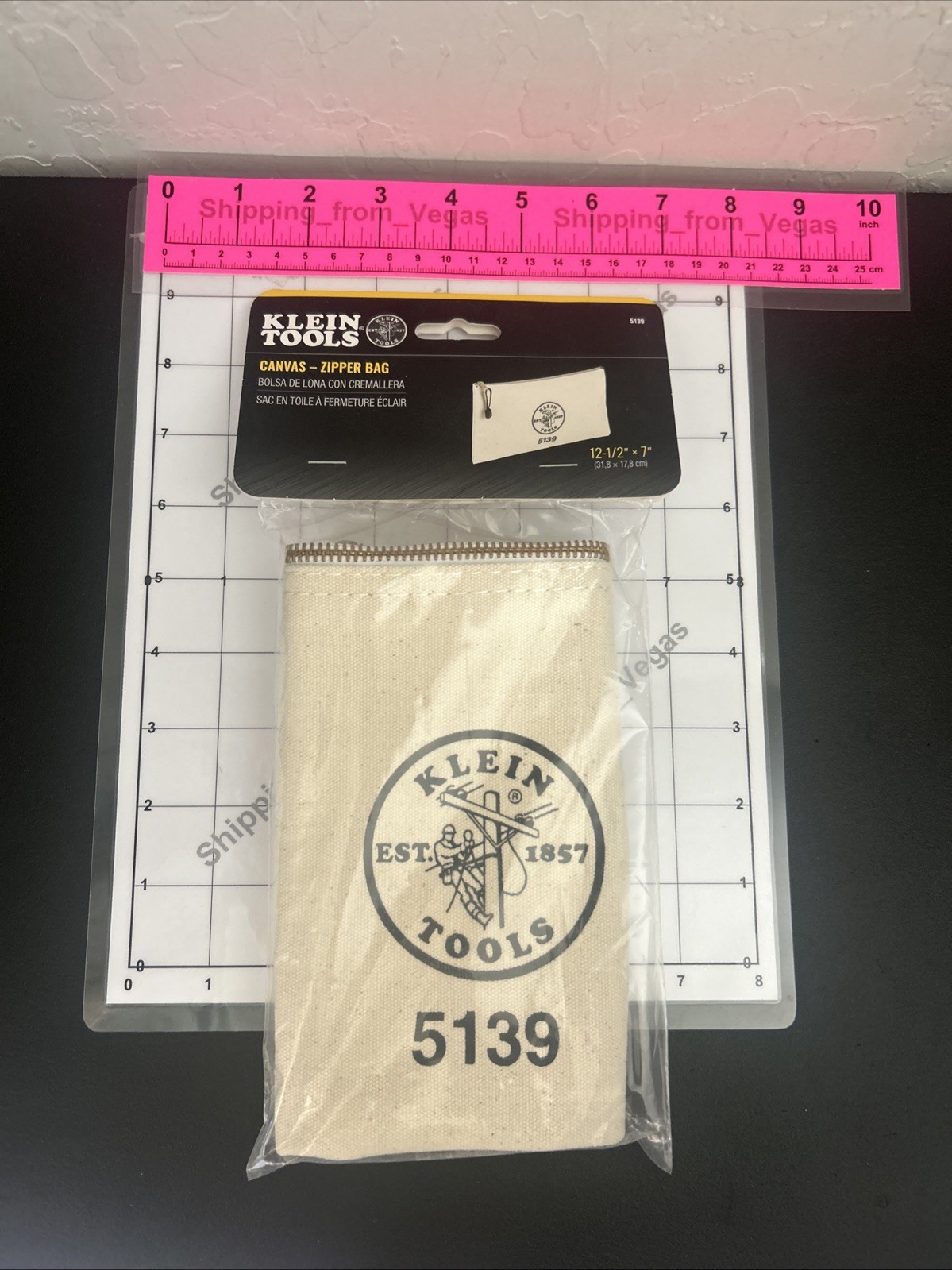 Klein Tools 5139 Zipper Bag, Canvas Tool Pouch 12.5in x 7in NEW