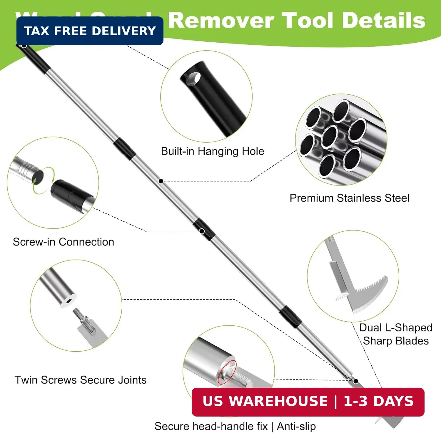 Crack Weeder Crevice Weeding Tool with 22” to 64” Adjustable Long Handle | Sta