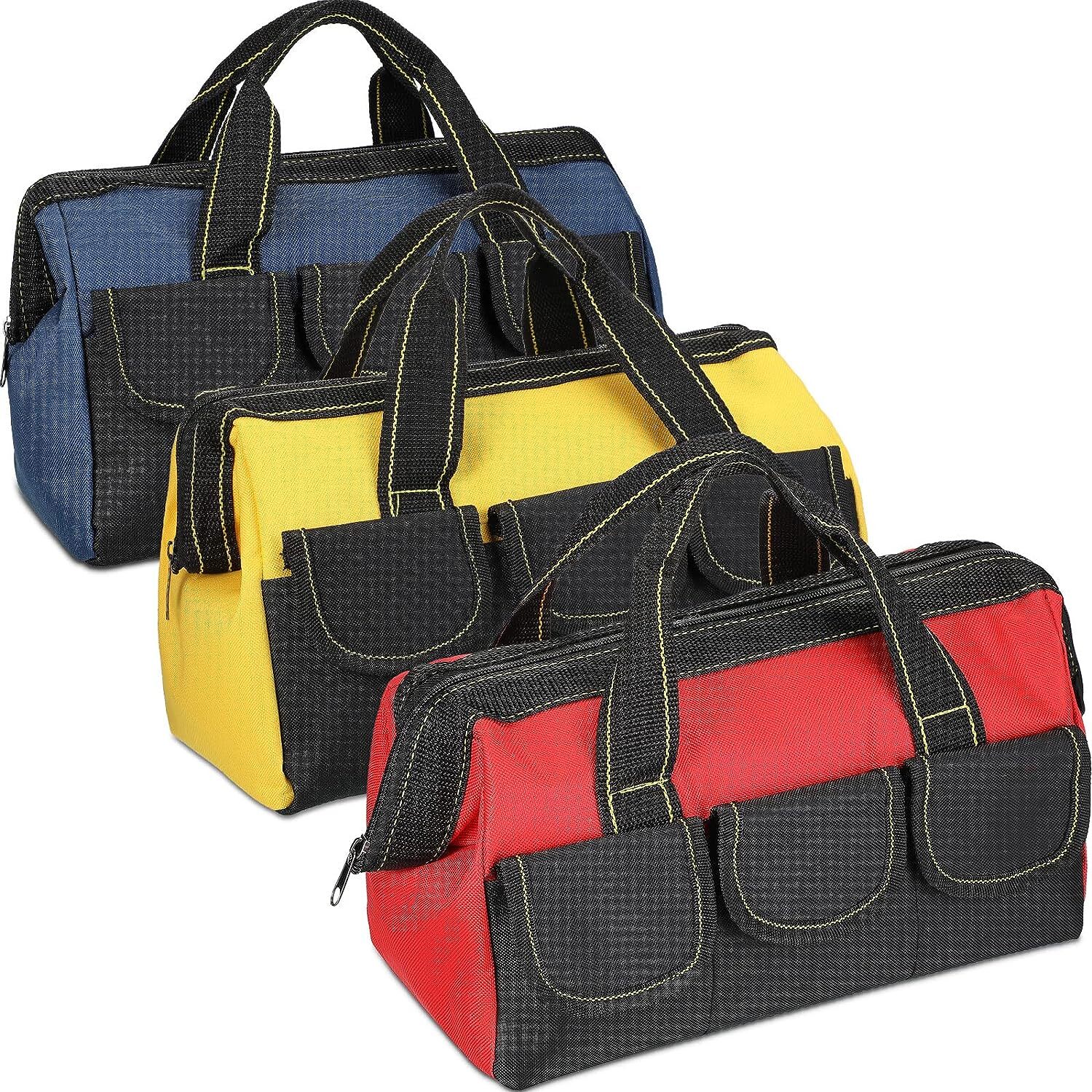 3 Pack Tool Bag for Men with Waterproof Hard Bottom Heavy Duty Mechanic Tool Bag