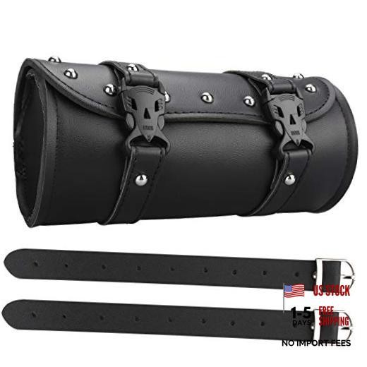 Motorcycle Tool Bag, Motorcycle Fork Bag PU Leather Universal Medium Black