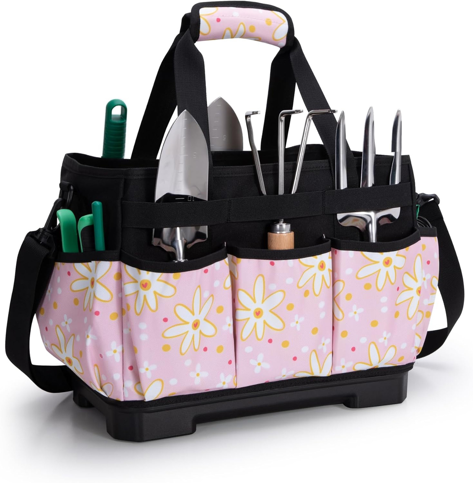 Garden Tool Bag with Hard Bottom Water Resistant 600D Polyester 20L Capacity