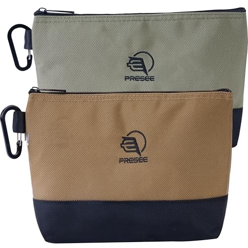 Tool Pouch Zipper Small Tool Bag Pouches Green, Khaki with Black Bottom