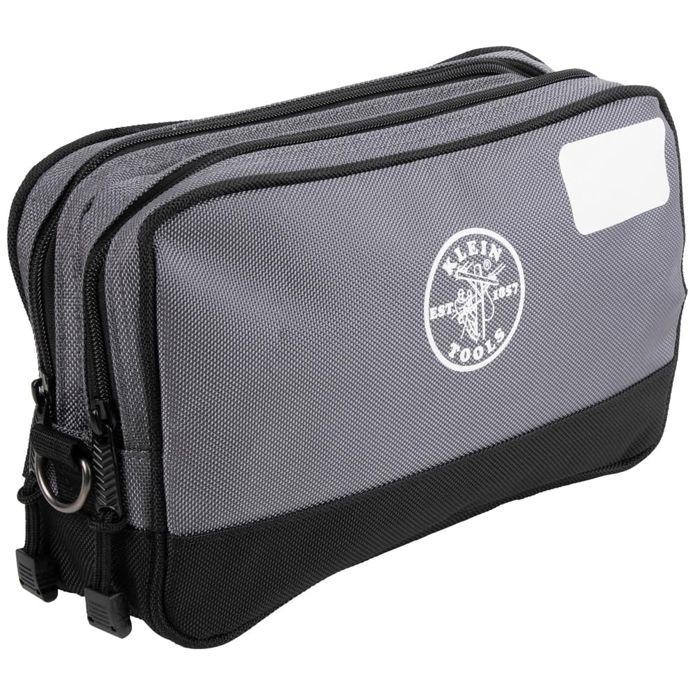 Klein Tools Tool Pouch, Dual Compartments, Heavy-Duty 12″ x 7″ | 1-Pack, Gray