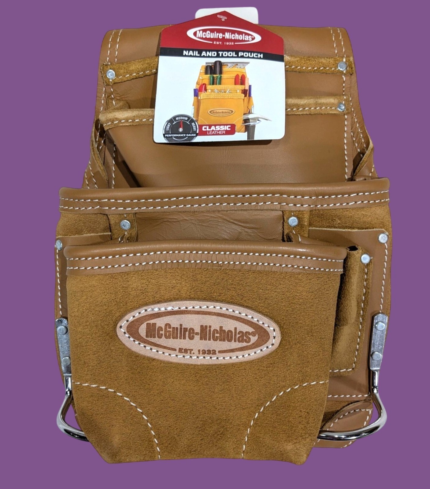 McGuire-Nicholas 689 MB 10-Pocket Pro Carpenter Pouch In Tan Full Grain Leather