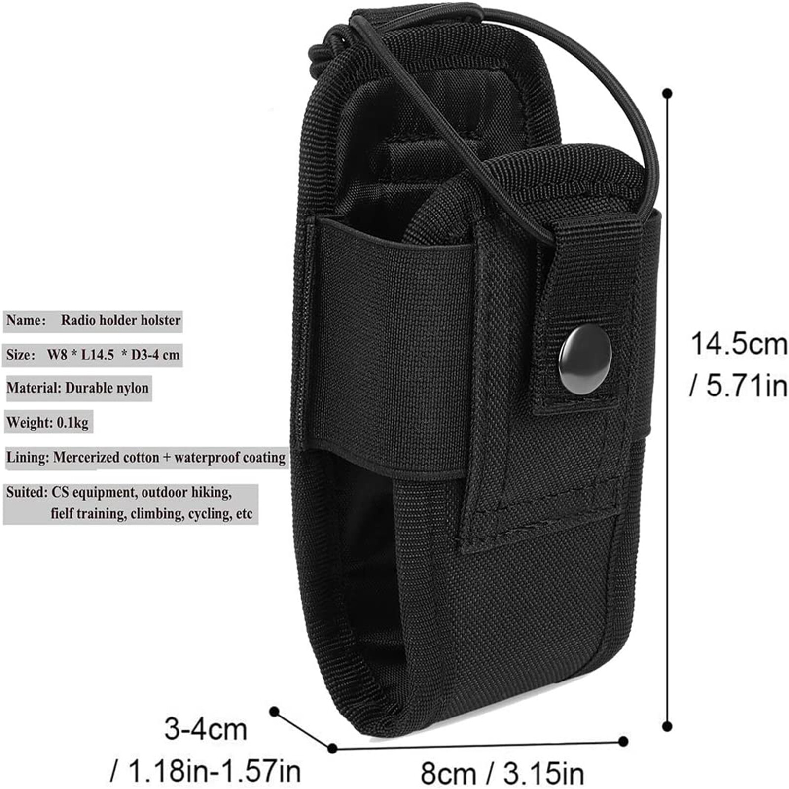 Tactical Nylon Walkie Talkie & Laser Measure Tool Pouch Holster with Belt Loop