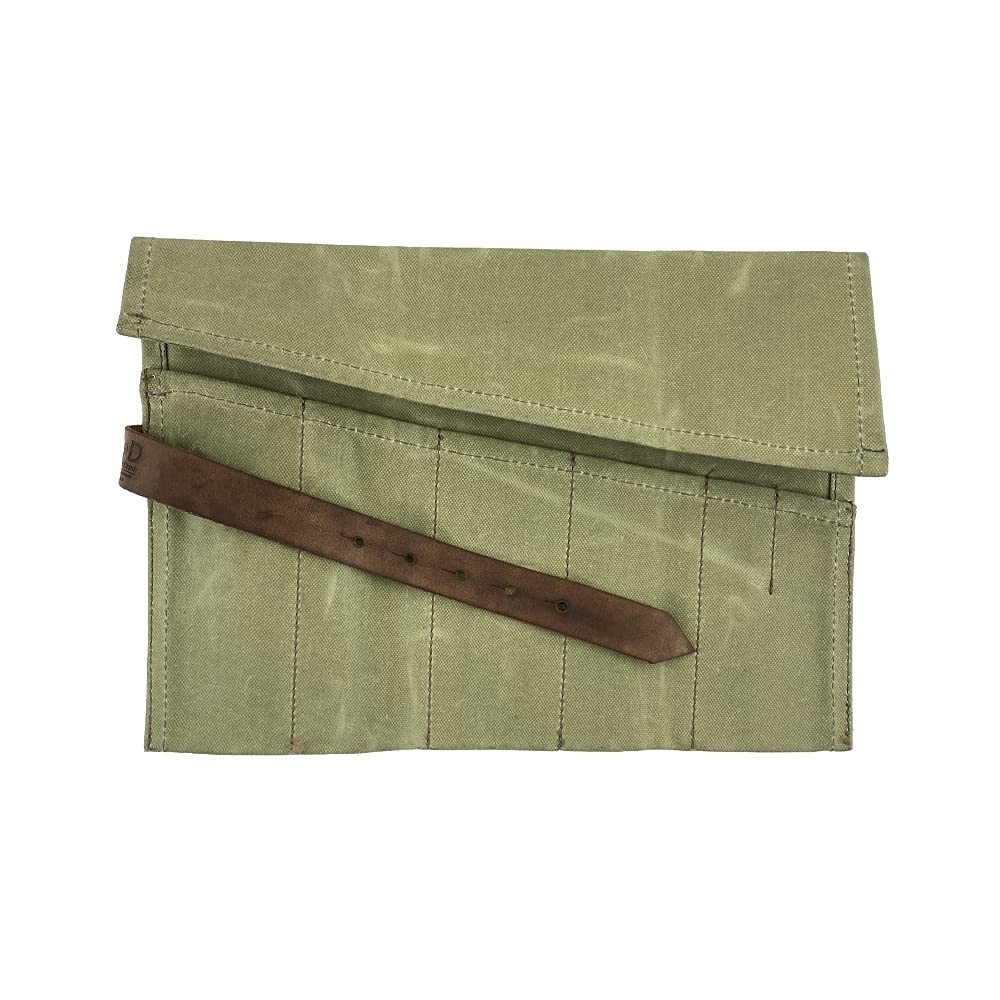Large Tool Roll Up Bag – 6 Slot Portable Workshop Storage Pouch, Handmade Waxed