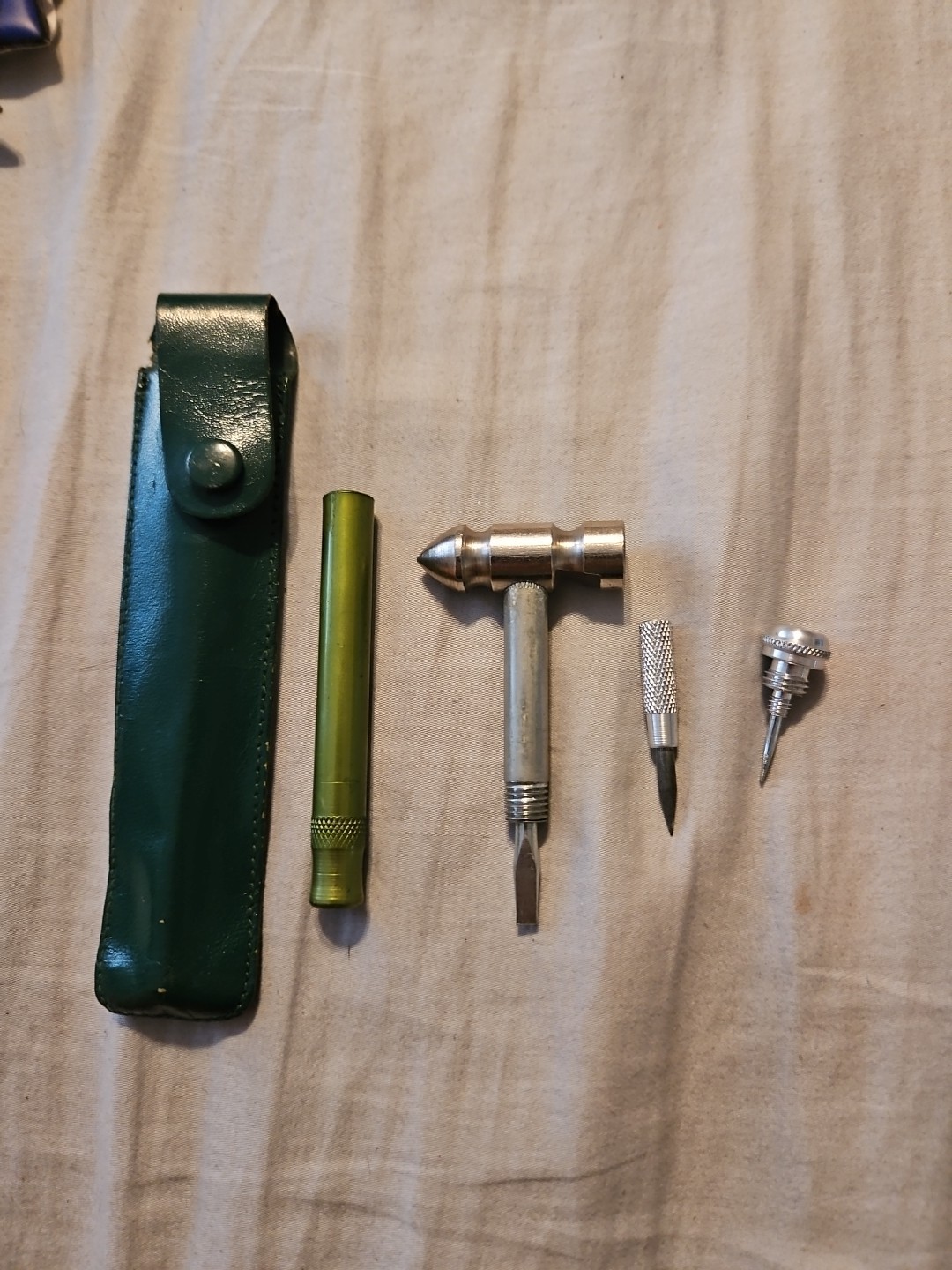 ARTAMOUNT Small Leather Hammer w/ Hole Punch Screwdrivers. Leather case.