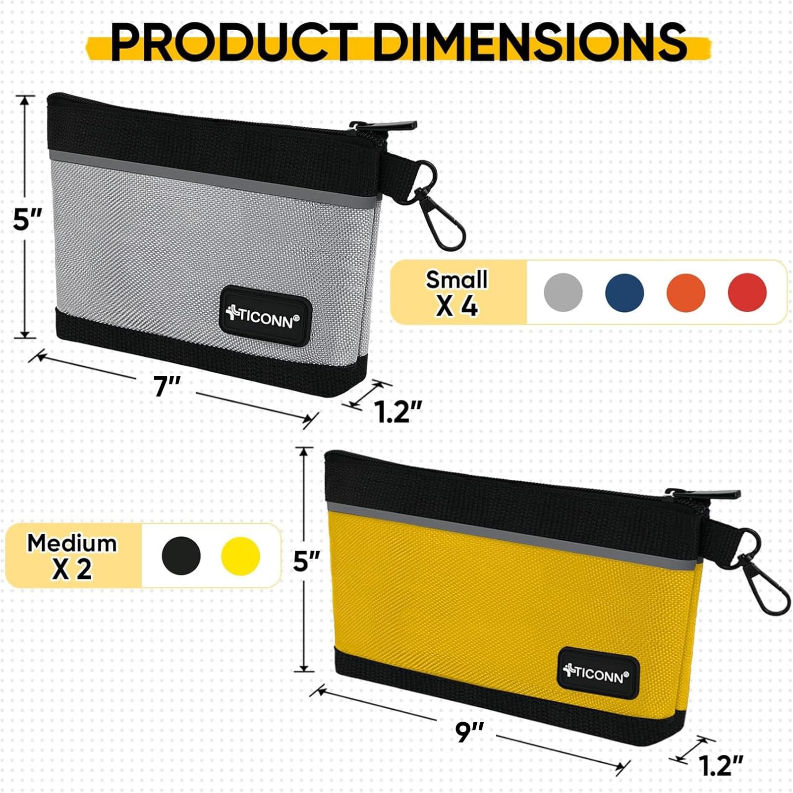 Tool Pouches with Zipper, 1680D Oxford Small Tool Bags, Waterproof Utility Ba…