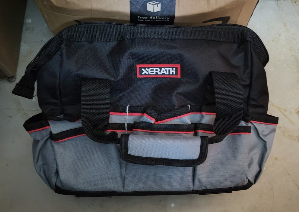 Heavy Duty Polyester Canvas Multi-Functional Tool Exterior 11 in. Black/Grey