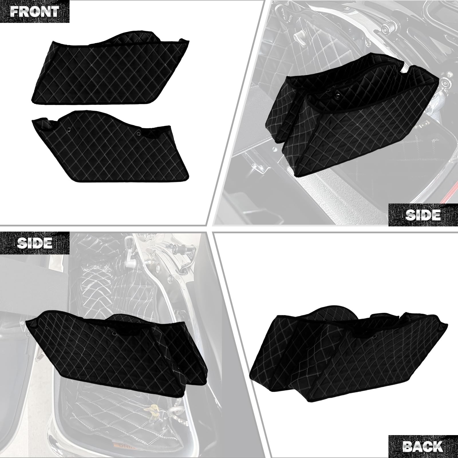 HDBUBALUS White Thread Saddlebag Liners Compatible Harley Touring 2014-2023 Pair