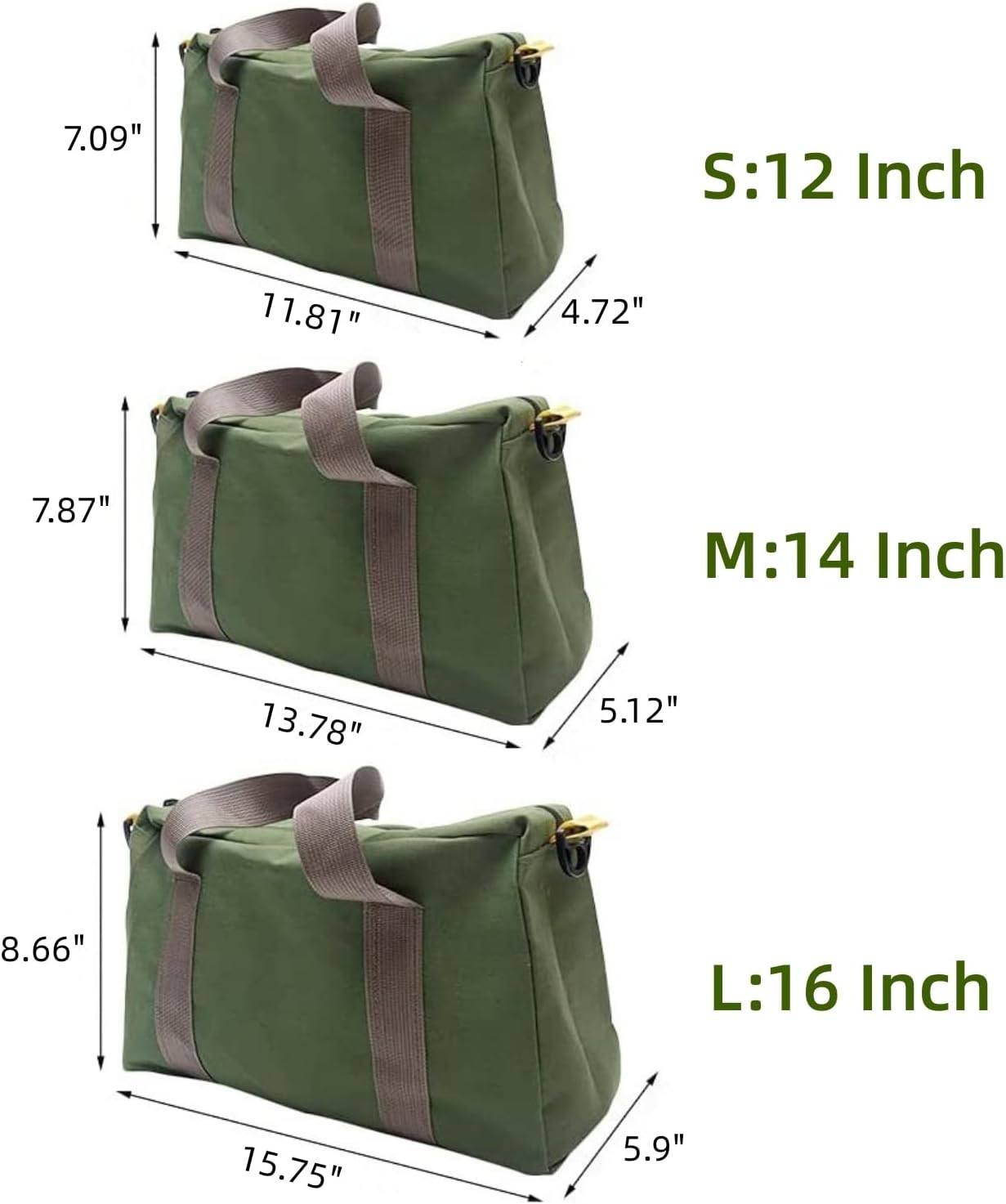 12 Inch Wide Mouth Tool Bag, Heavy Duty Canvas Tool Storage Bag for Men, Large