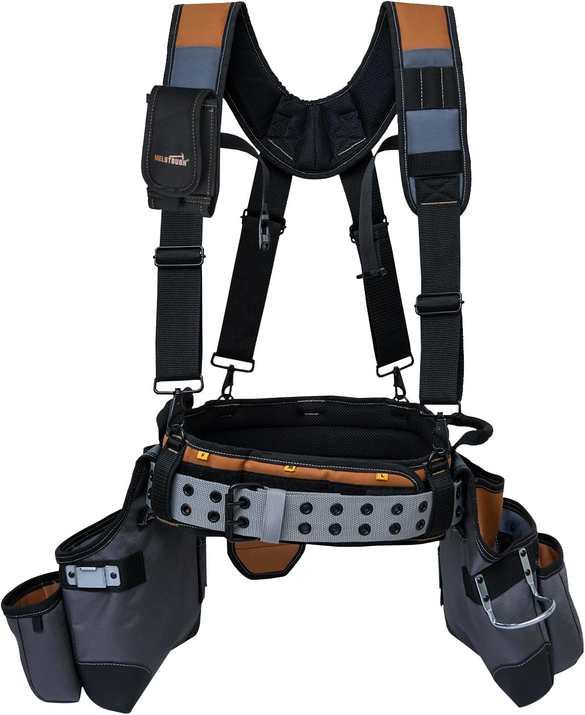 28-Pocket Pro Framer’S Rig Combo Apron Tool Belt and Heavy Duty Padded Suspender