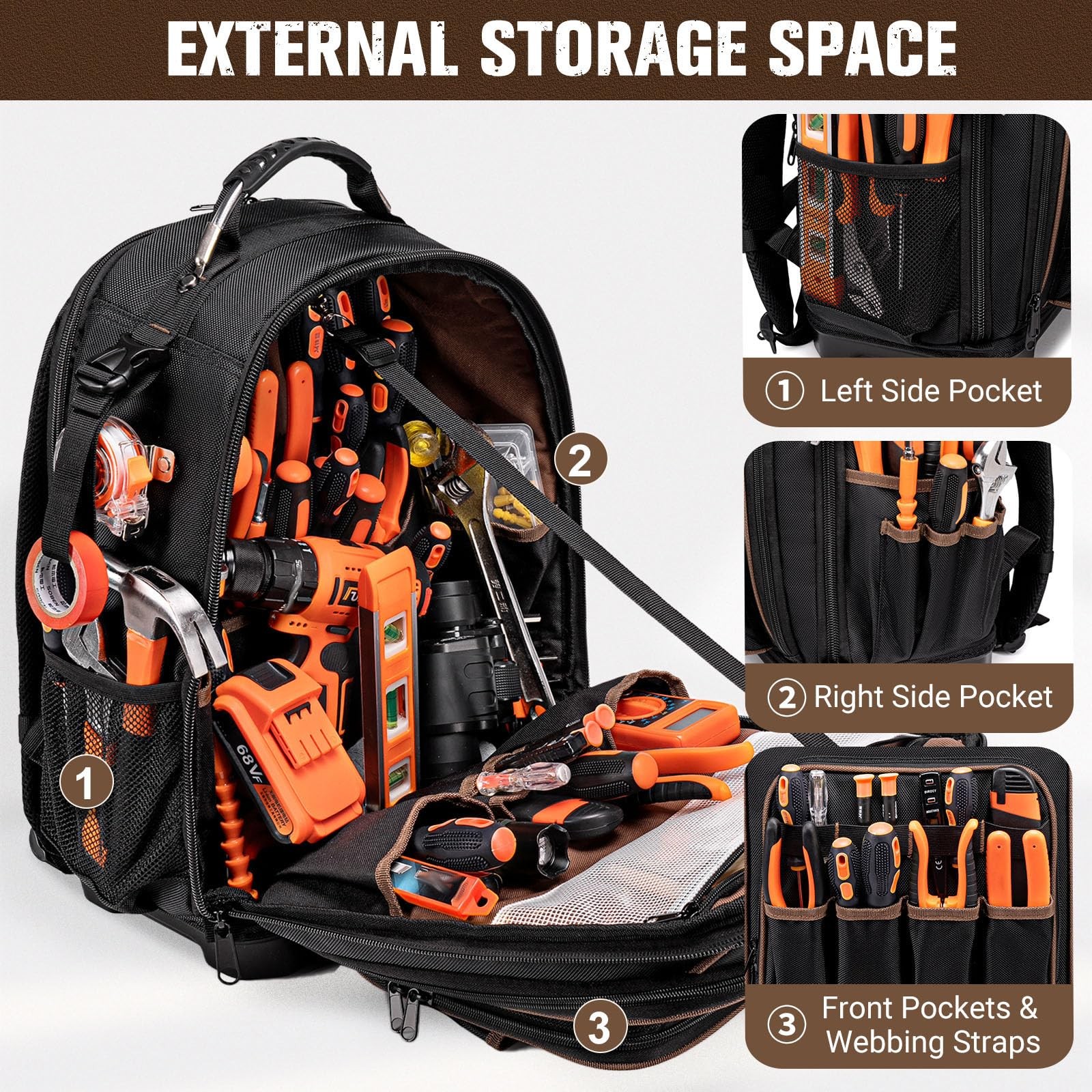 Tool Backpack Heavy Duty, Tool Bag Backpack with Laptop Compartment & Molded …