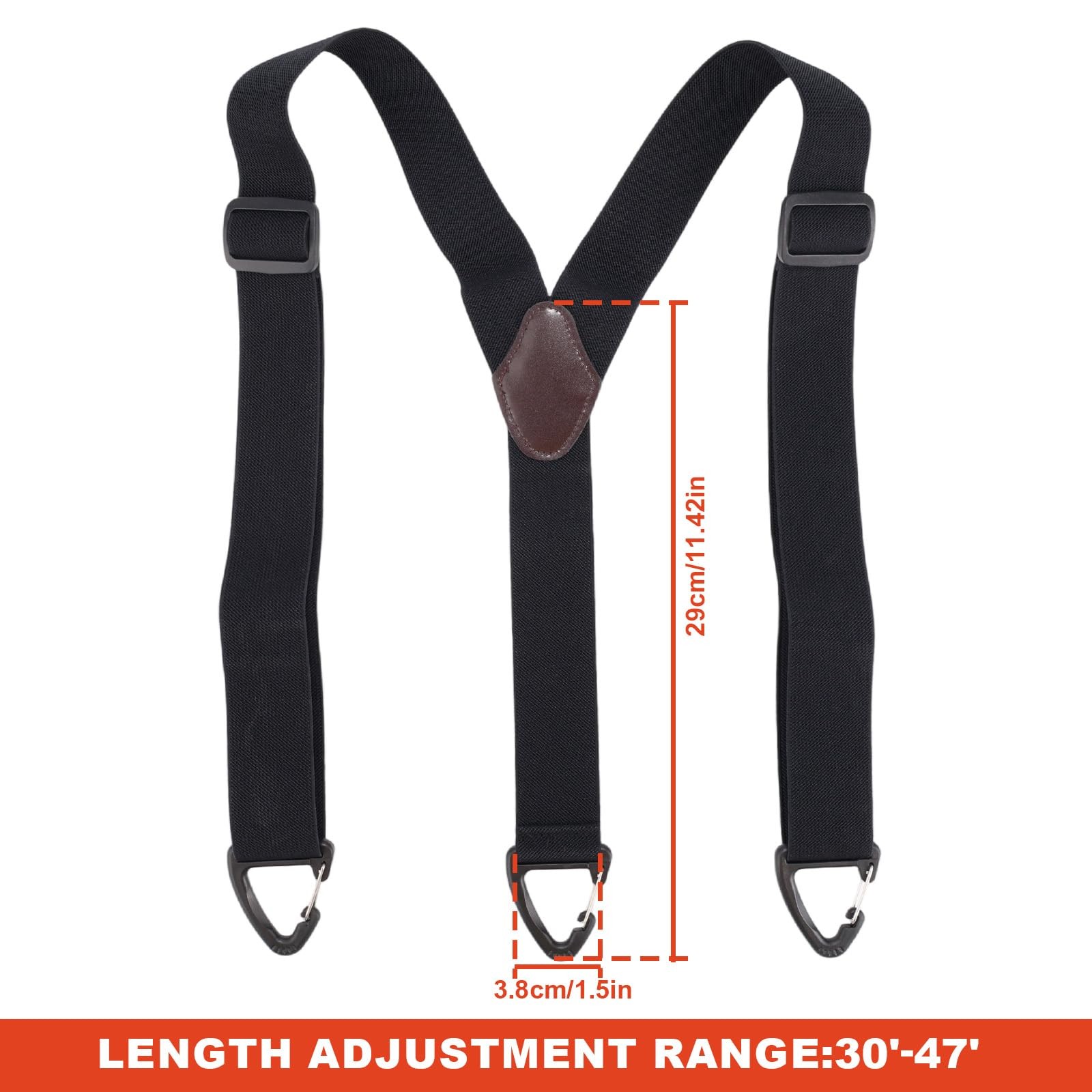 Mikovivi 1.5 Inch Black Y-Back Belt Loop Suspenders, Heavy Medium,