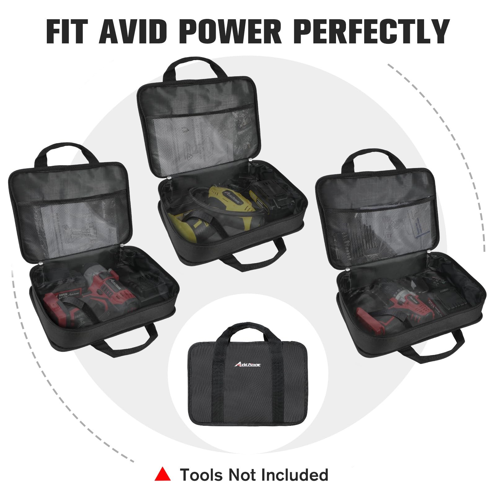 AVID POWER Tool Bag, 12 Inch Storage Carrying Case, 12.2-inch, Black