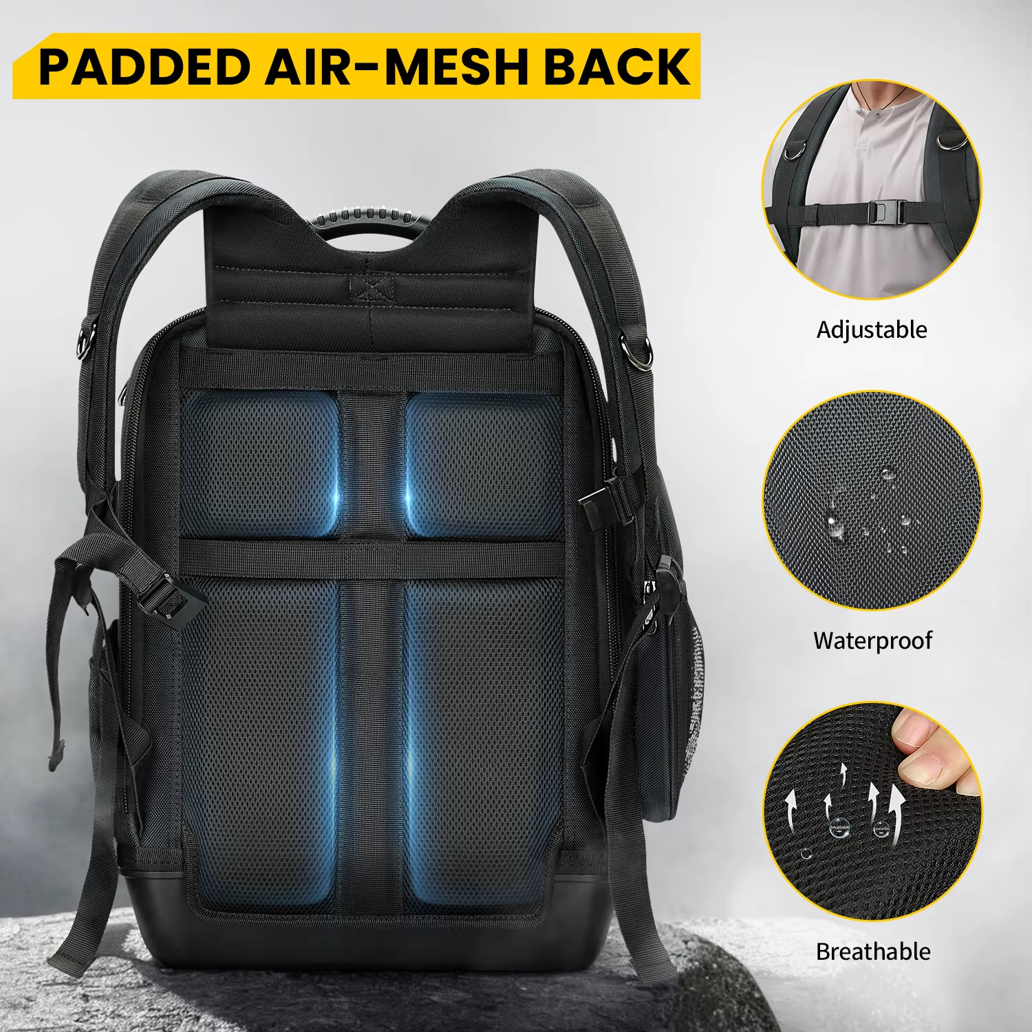 Heavy-Duty Professional Tool Backpack Waterproof 1680D Organizer Bag Laptop Fit