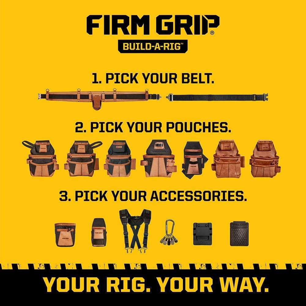 FIRM GRIP Build-A-Rig Padded Leather Tool Belt Size Small/Medium
