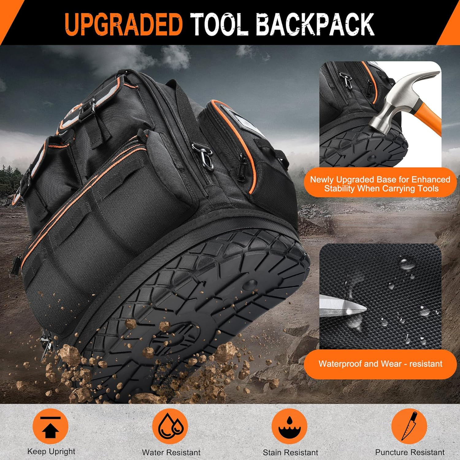 Heavy Duty Tool Backpack – Water-Resistant Organizer for Electricians