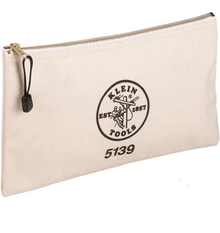 KLEIN TOOLS Zipper Bag, Canvas Tool Pouch with Heavy Duty Brass Zipper Close
