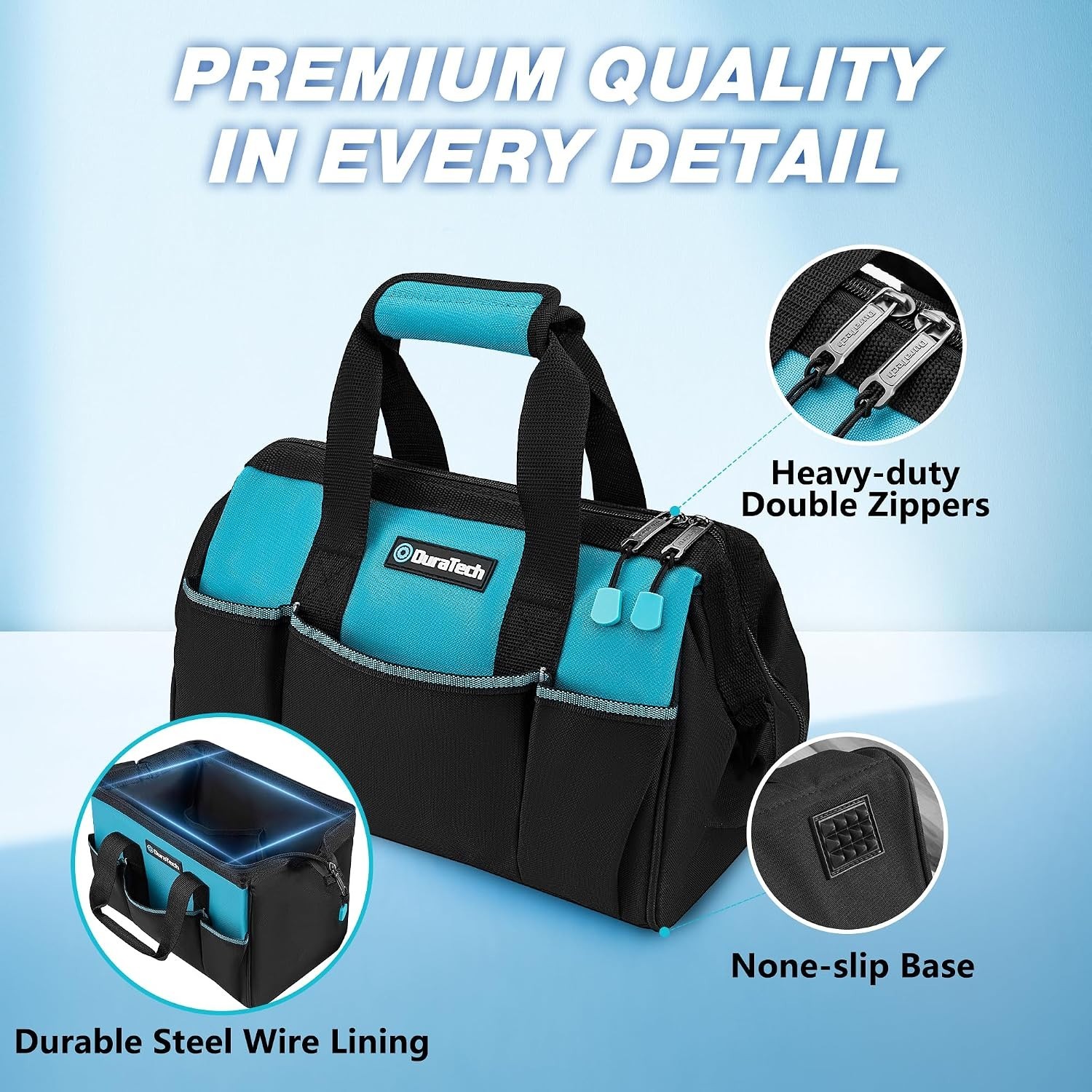 13-Inch Small Tool Bag with 9 Pockets, Tool Bags for Men Women, Toolbag with …
