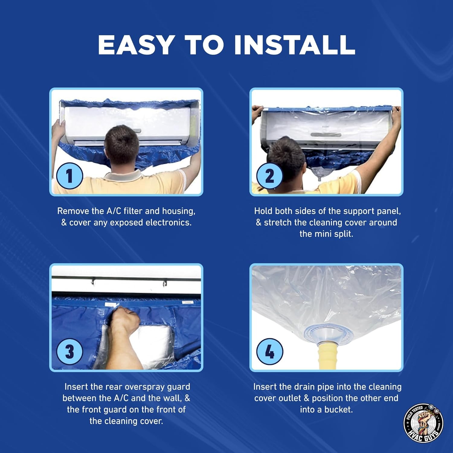 Mini Split System Cleaning Bag 27in-39in Long Waterproof Cleaning Tool Accessory