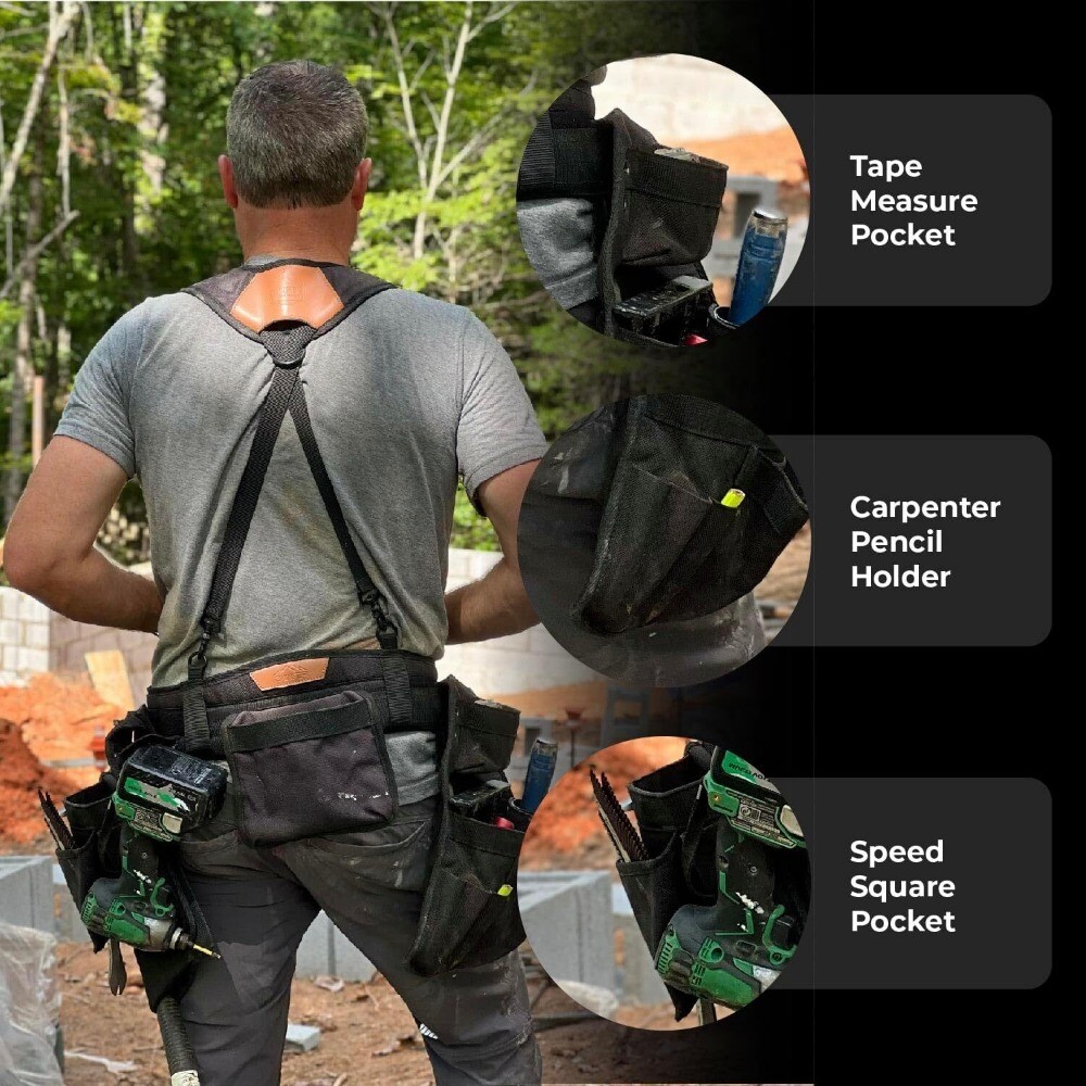 Perkins Builder Brothers Essential Tool Belt Set With Suspenders, Medium