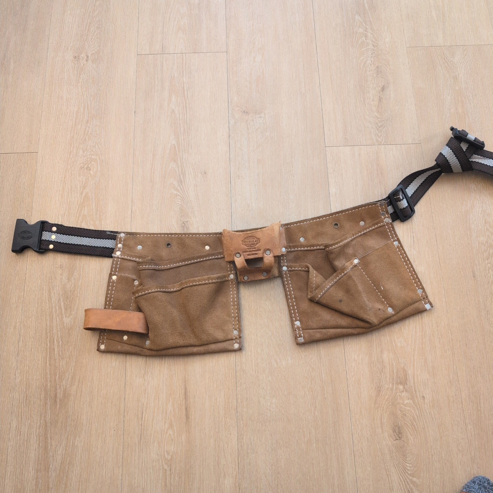 Nicholas Work Gear Heavy Split Cowhide Leather Tool Belt Brown Made in USA 499X