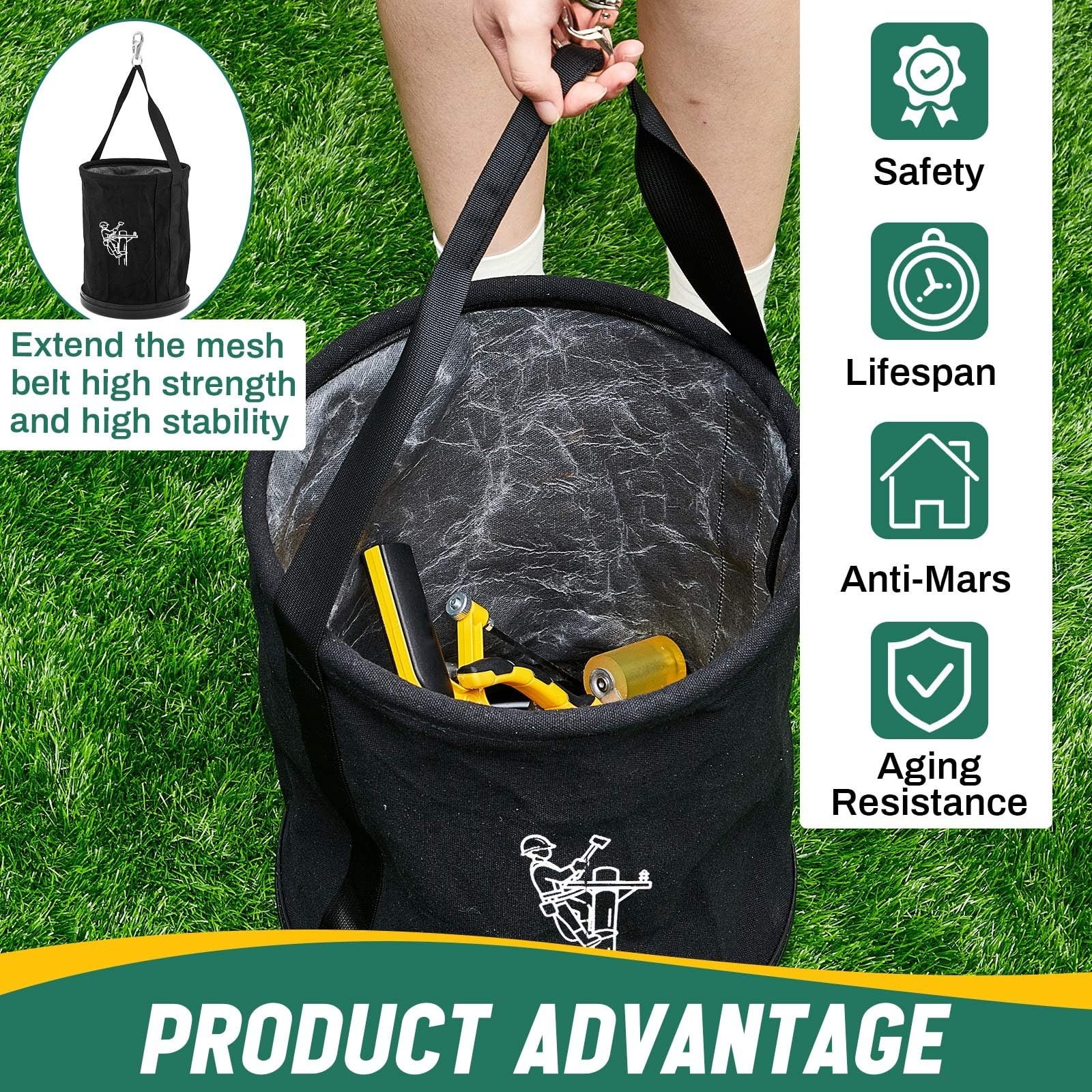 15″ x 12″ Canvas Tool Bucket Bag, Heavy Duty 150 Lbs Load Capacity, Truck Too