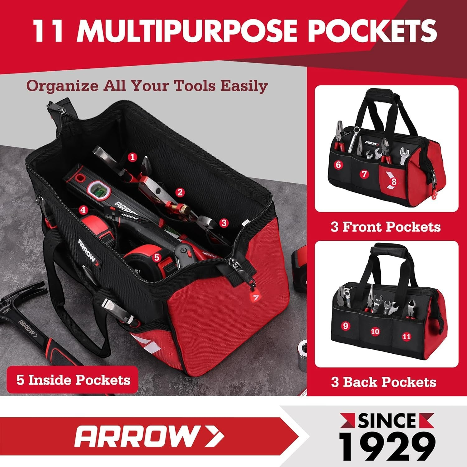Spacious 14″ Tool Carrier for Mechanics & Case with Durable Oxford Fabric Design