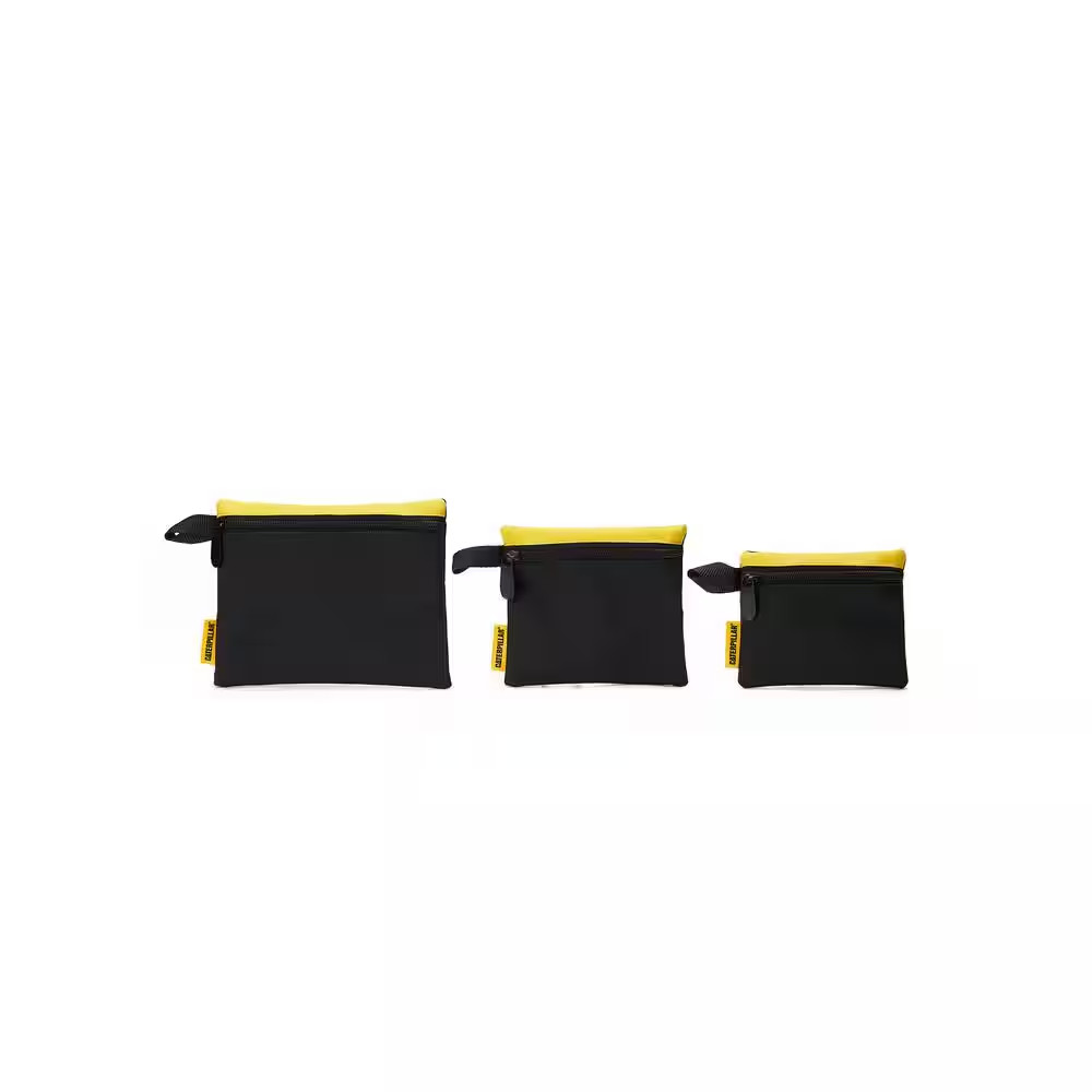 Tool Storage, 8 In. 3 Pockets, Black and Yellow, 600-D Polyester, Document Bag,