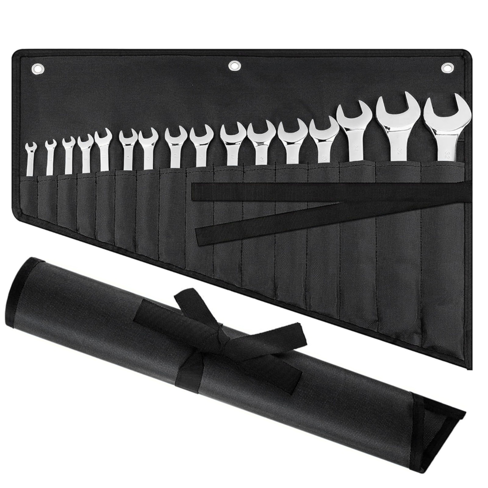 16 Pocket Wrench Roll Up Tool Bag Heavy Duty Organizer Waterproof Pouch