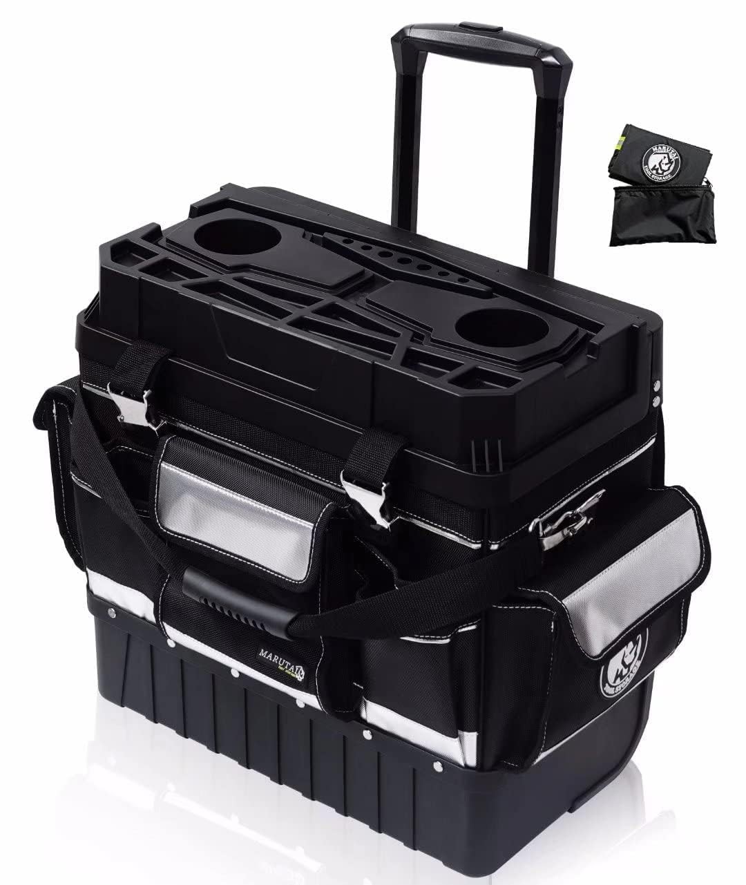 MARUTAI 18” Rolling Tool Bag with Wheels, Bags Organizer, black/silver
