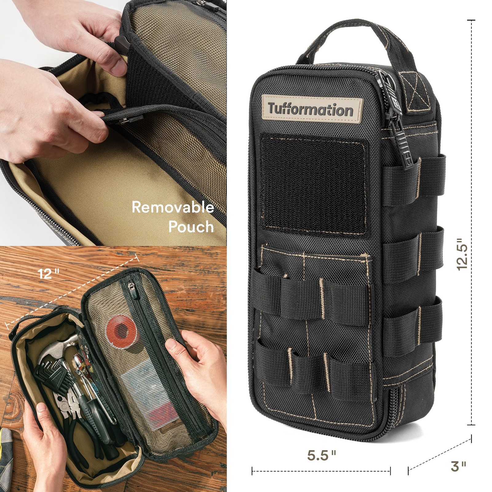 Heavy Duty Small Tool Bag Pouch, Utility Organizer Case