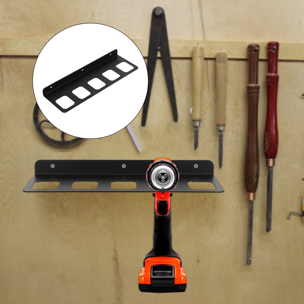 1 Set Black Heavy Duty Wall Mounted Iron Tool Storage Rack for Garage Home