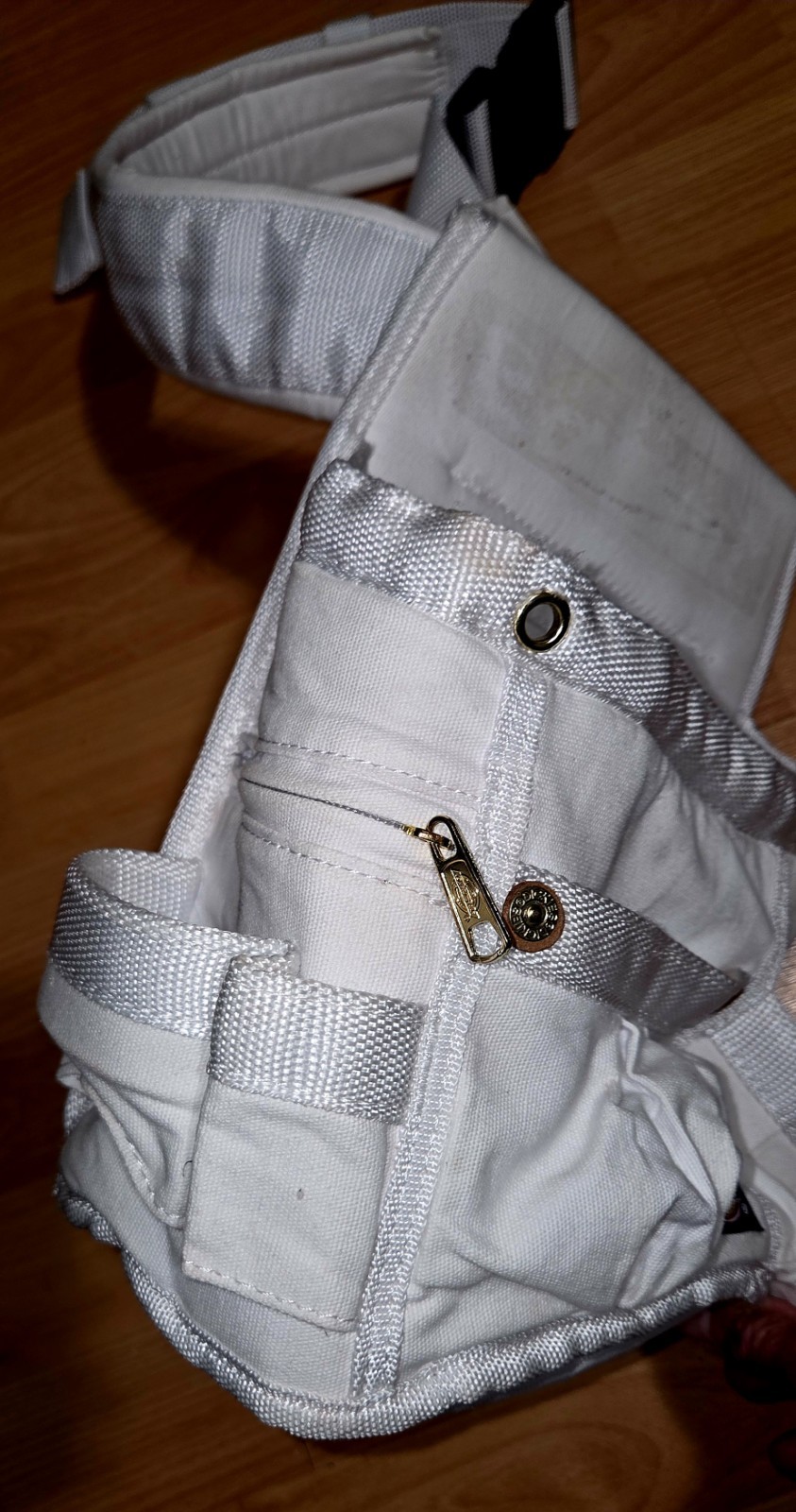 Dickies White Canvas Tool Belt Pouch Adjustable Strap Quick Release Buckle