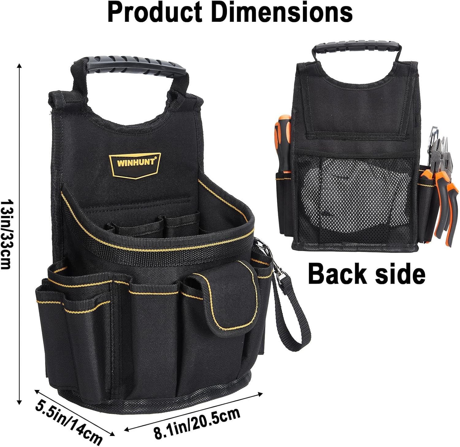 Oxford Tool Tote 8in Heavy Duty Multiple Pockets Shoulder Strap Organizer Bag