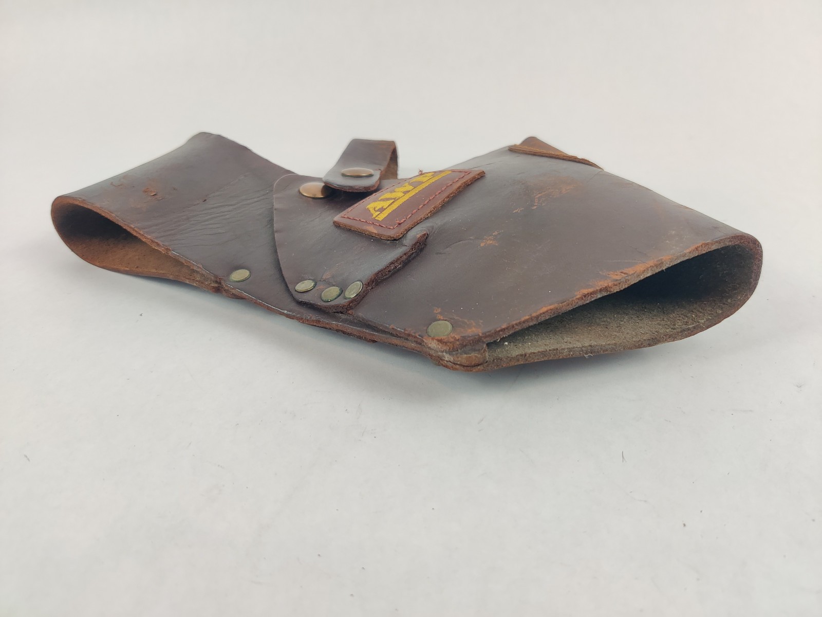 Vintage AWP General Construction Heavy Leather Drill Tool Belt Holster Mexico