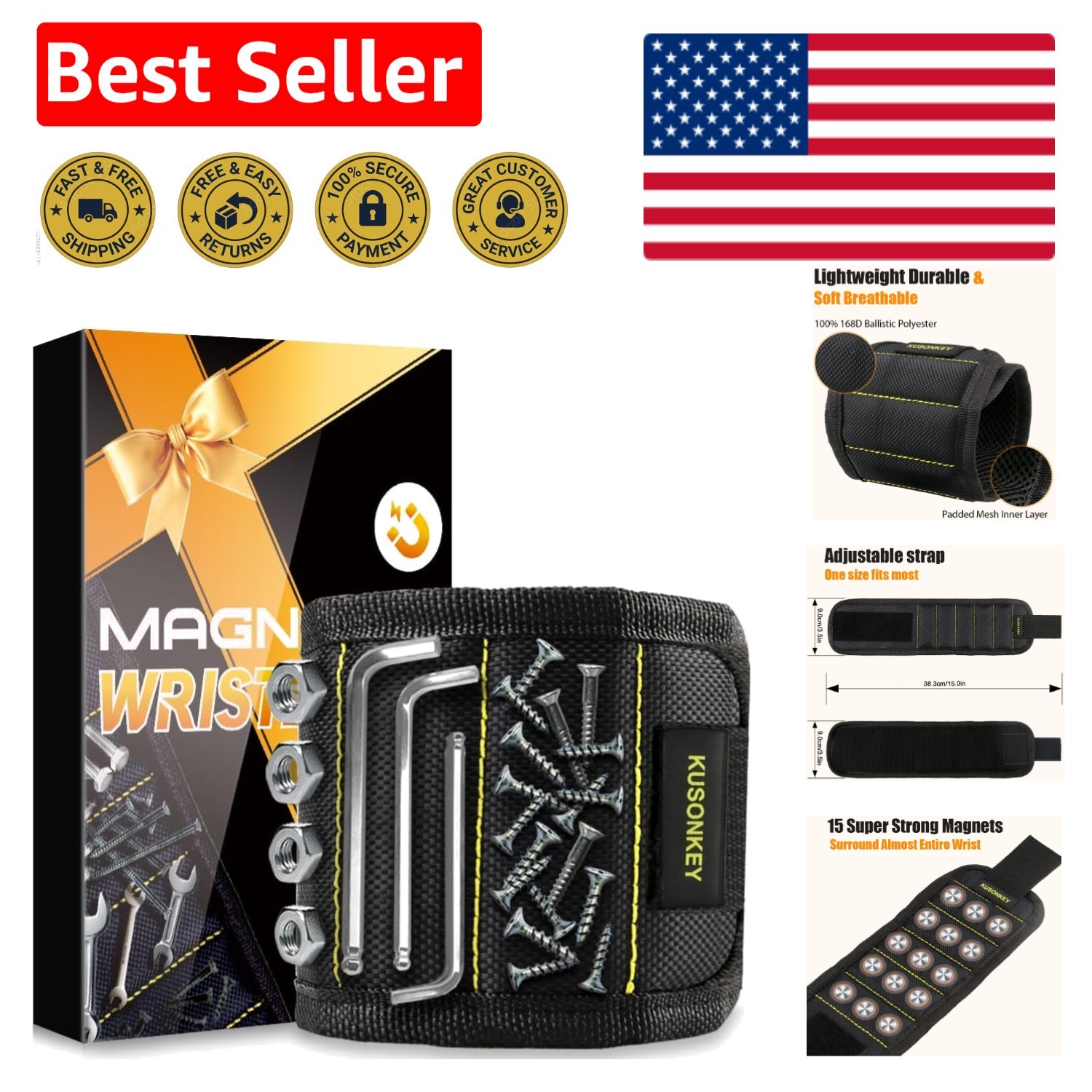 Unisex Magnetic Wristband for Screws & Bolts – Ideal Birthday Gift for Him/Her