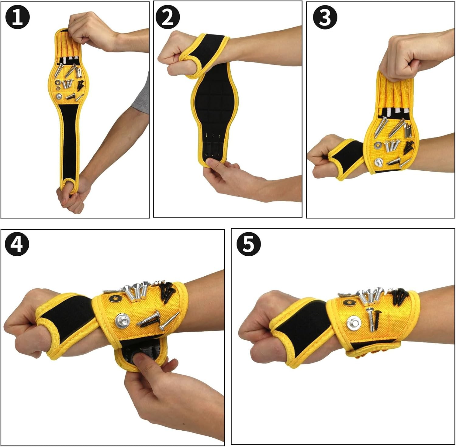 Strong Magnetic Wristband Tool Holder for Screws Nails Drill Bits Bolts