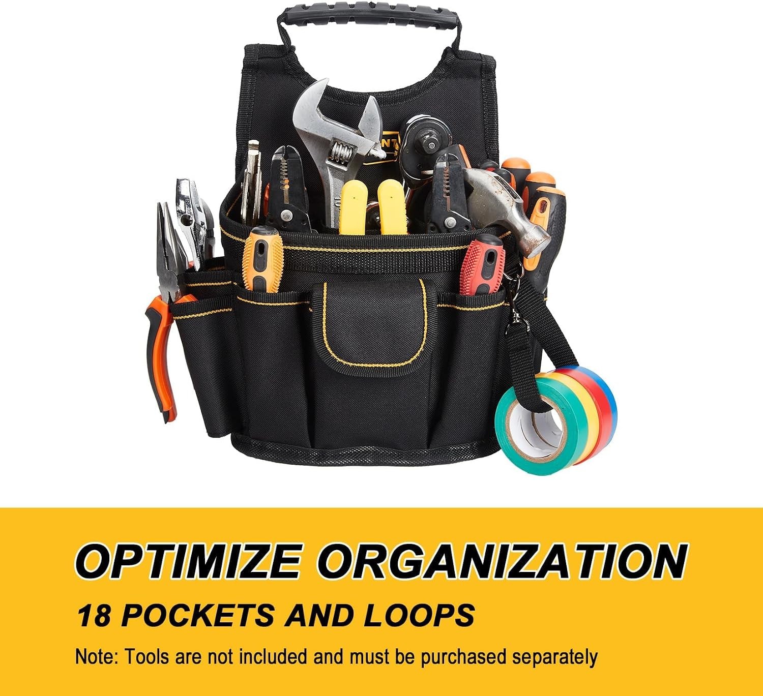Oxford Tool Tote 8in Heavy Duty Multiple Pockets Shoulder Strap Organizer Bag