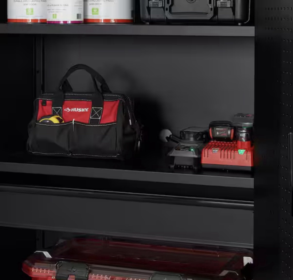 Husky Tool Bag Set Black/Red 3-Piece 18 in., 15 in. and 12 in. Tool Bag Combo